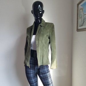 Suede Leather Green Jacket